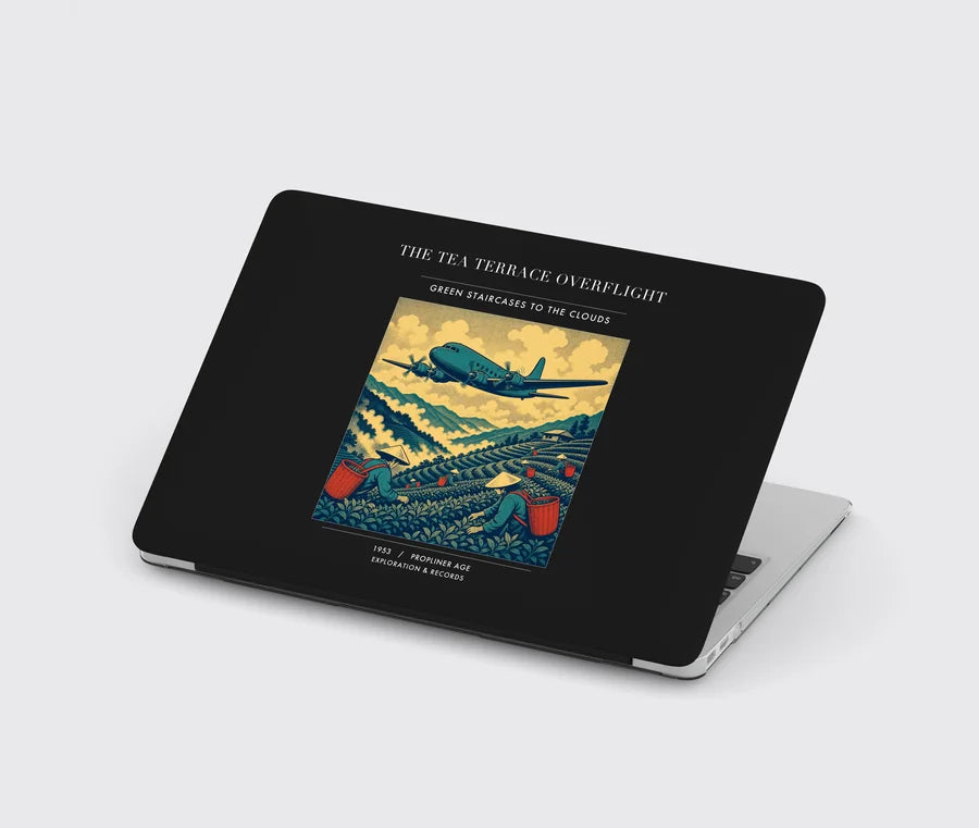 VINTAGE G4342 - The Tea Terrace Overflight - Designed MacBook Cases design on black