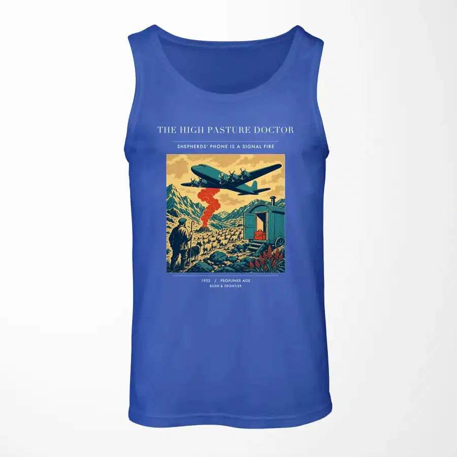 VINTAGE G4348 - The High Pasture Doctor - Designed Tank Tops design on blue