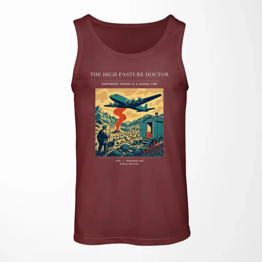 VINTAGE G4348 - The High Pasture Doctor - Designed Tank Tops design on darkred
