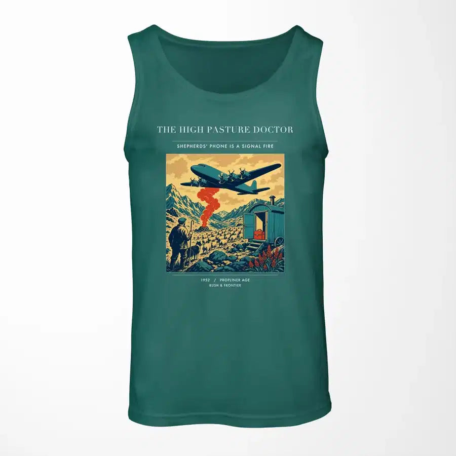 VINTAGE G4348 - The High Pasture Doctor - Designed Tank Tops design on green
