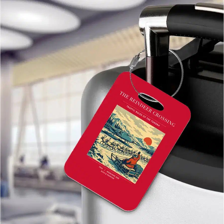 VINTAGE G4350 - The Reindeer Crossing - Acrylic Luggage Tags design on red