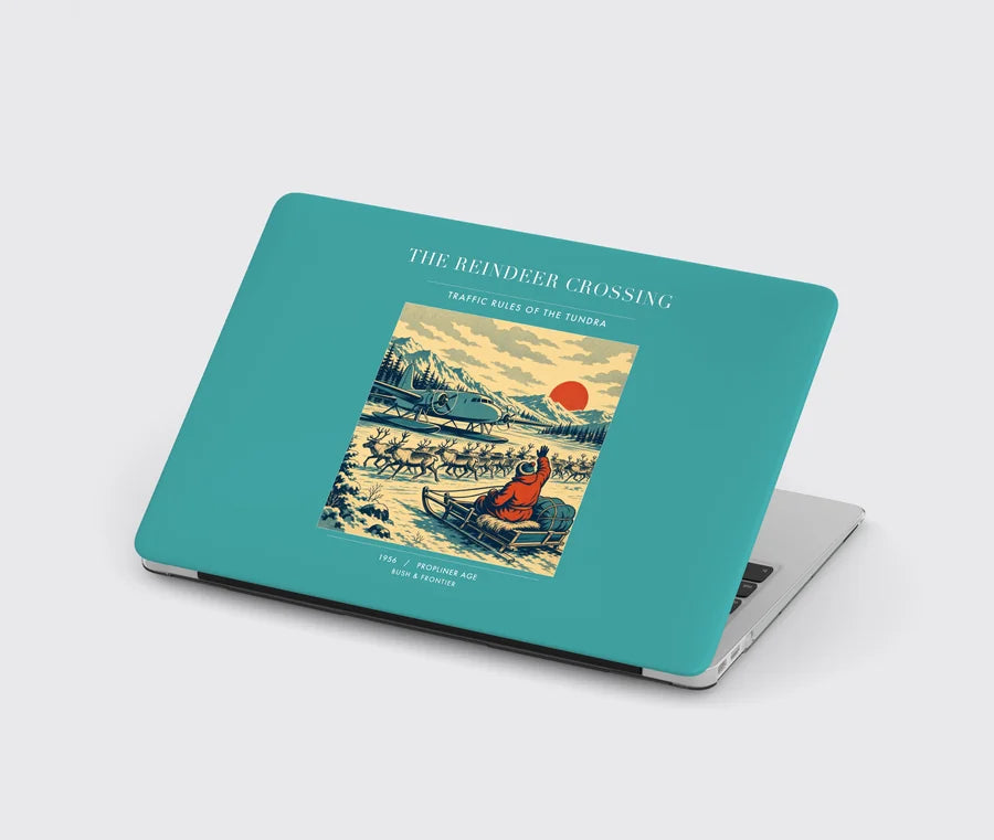 VINTAGE G4350 - The Reindeer Crossing - Designed MacBook Cases design on turquoise