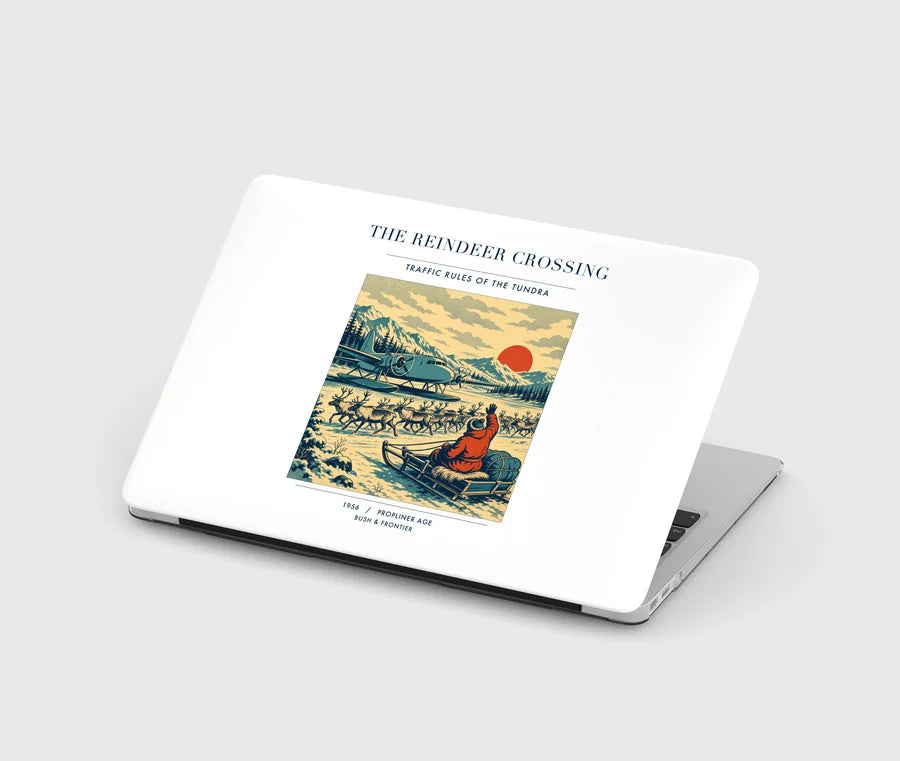 VINTAGE G4350 - The Reindeer Crossing - Designed MacBook Cases design on white