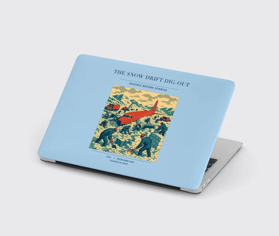 VINTAGE G4355 - The Snow Drift Dig-Out - Designed MacBook Cases design on lightblue
