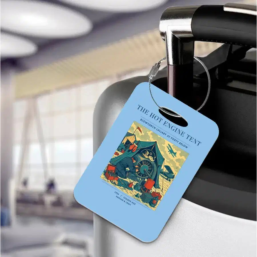 VINTAGE G4356 - The Hot Engine Tent - Acrylic Luggage Tags design on lightblue