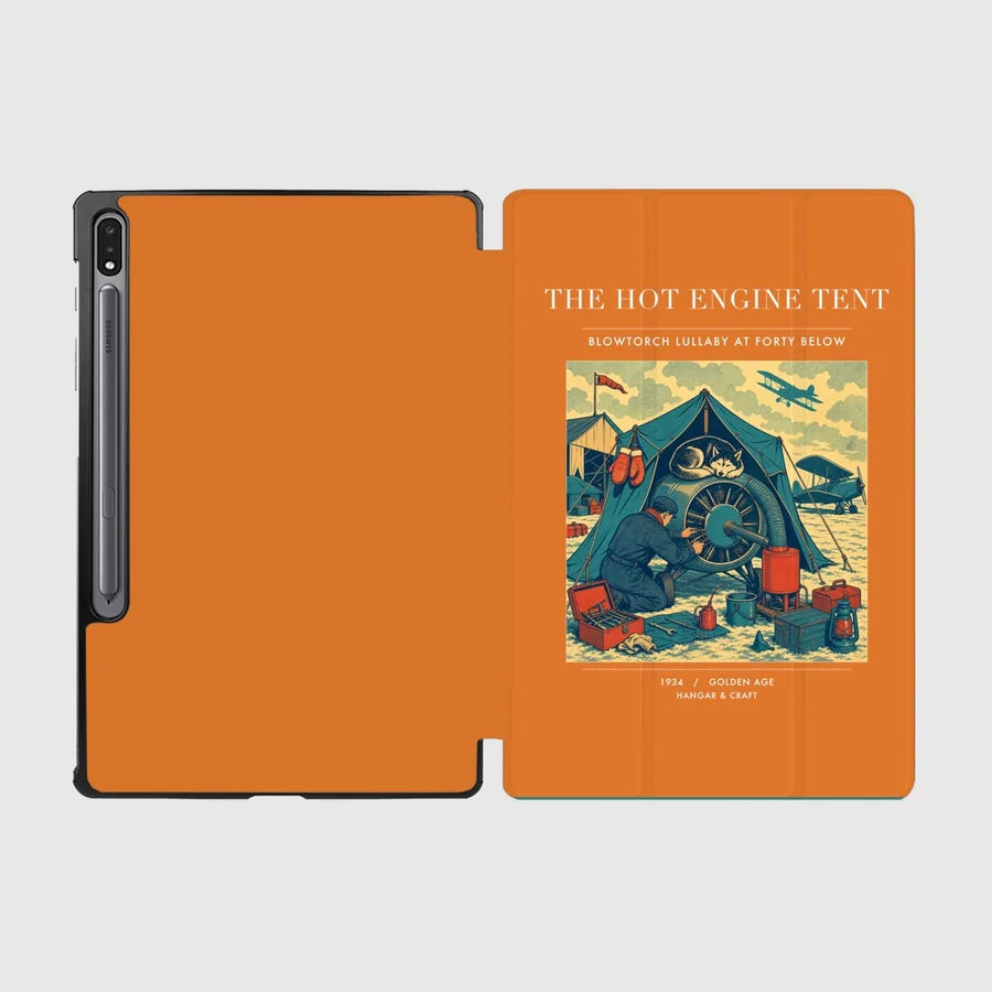 VINTAGE G4356 - The Hot Engine Tent - Designed iPad & Samsung Tablet Cases design on orange samsung