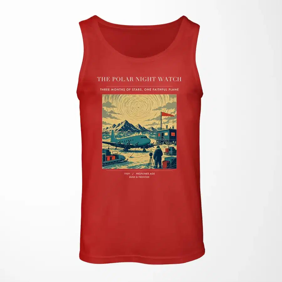 VINTAGE G4357 - The Polar Night Watch - Designed Tank Tops design on red