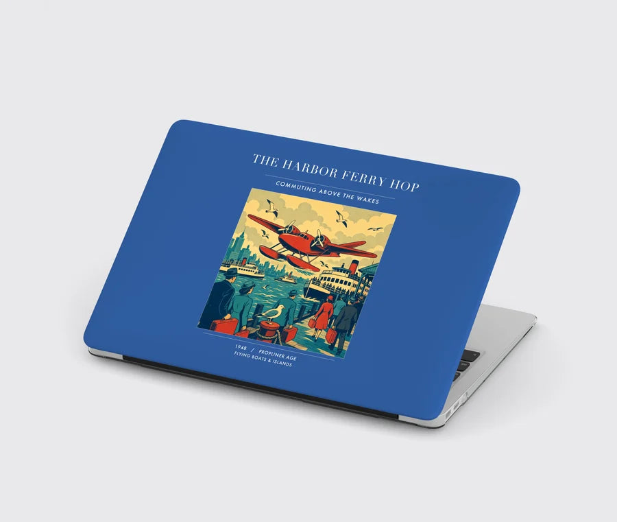 VINTAGE G4361 - The Harbor Ferry Hop - Designed MacBook Cases design on blue