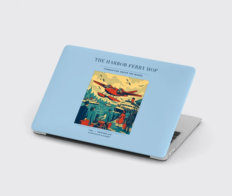 VINTAGE G4361 - The Harbor Ferry Hop - Designed MacBook Cases design on lightblue