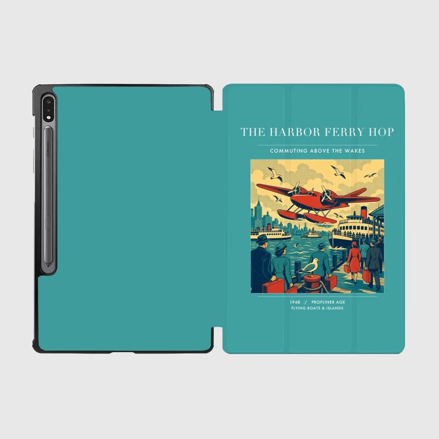 VINTAGE G4361 - The Harbor Ferry Hop - Designed iPad & Samsung Tablet Cases design on turquoise samsung