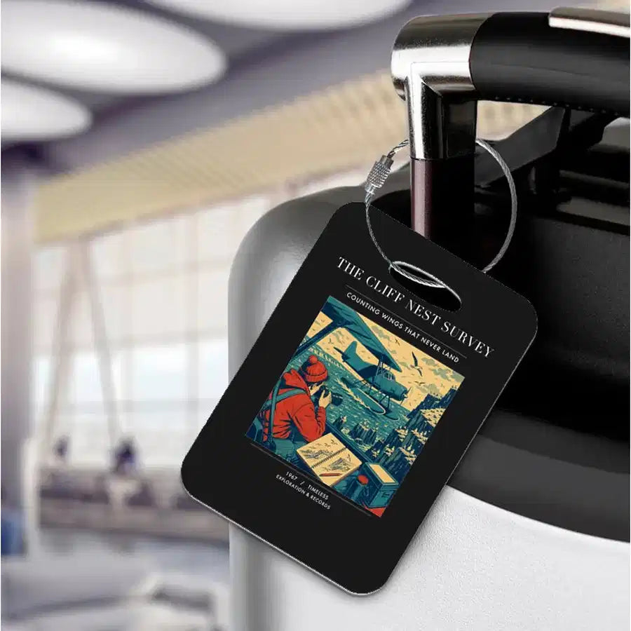VINTAGE G4363 - The Cliff Nest Survey - Acrylic Luggage Tags design on black