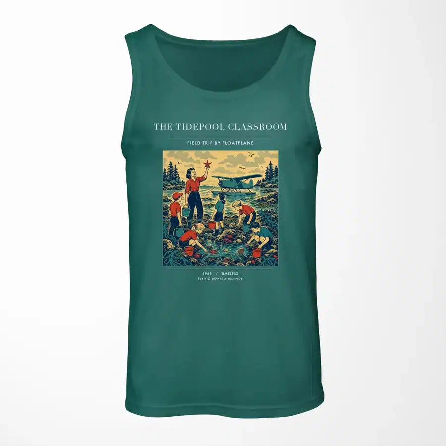 VINTAGE G4366 - The Tidepool Classroom - Designed Tank Tops design on green