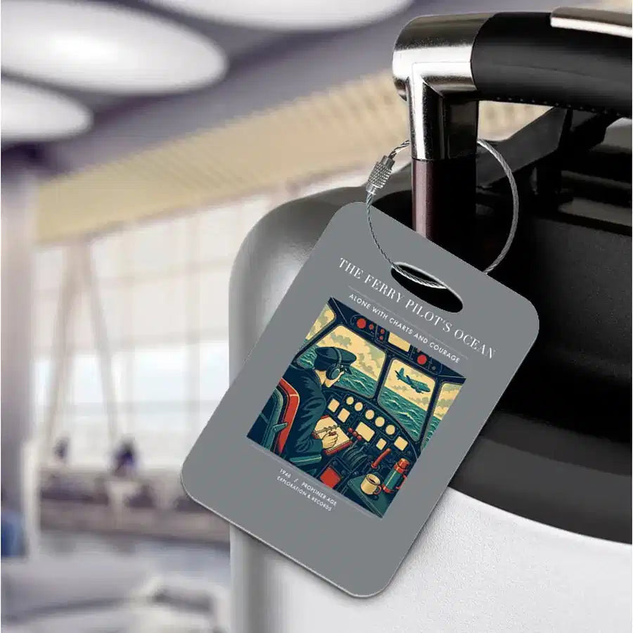 VINTAGE G4368 - The Ferry Pilot's Ocean - Acrylic Luggage Tags design on gray