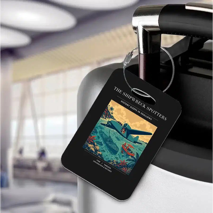 VINTAGE G4369 - The Shipwreck Spotters - Acrylic Luggage Tags design on black