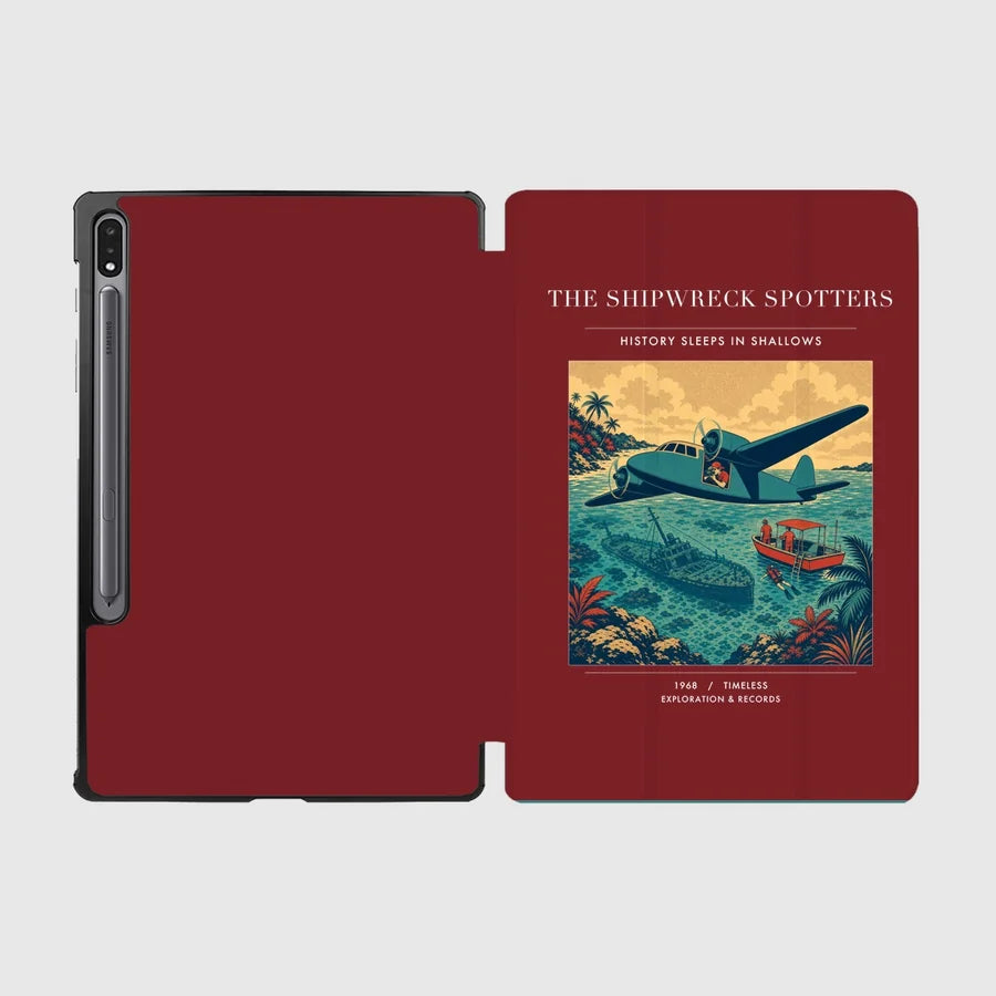 VINTAGE G4369 - The Shipwreck Spotters - Designed iPad & Samsung Tablet Cases design on darkred samsung