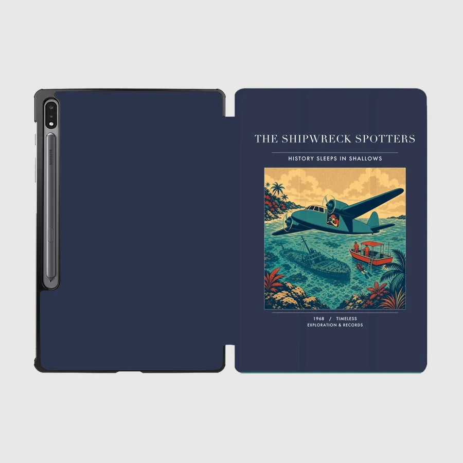 VINTAGE G4369 - The Shipwreck Spotters - Designed iPad & Samsung Tablet Cases design on navyblue samsung