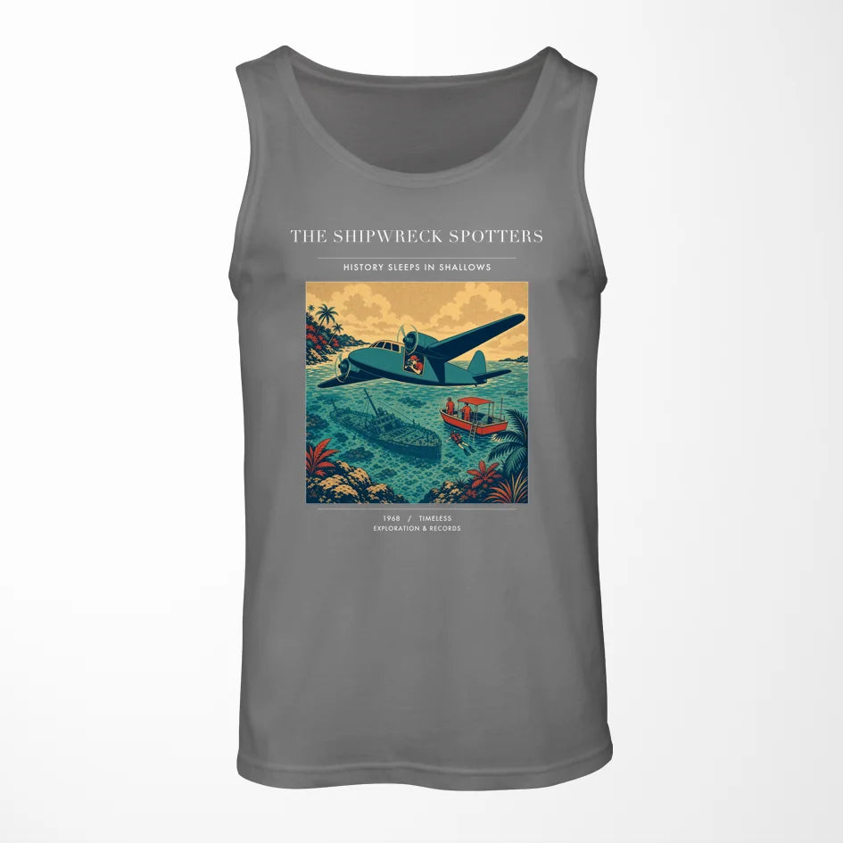 VINTAGE G4369 - The Shipwreck Spotters - Designed Tank Tops design on gray