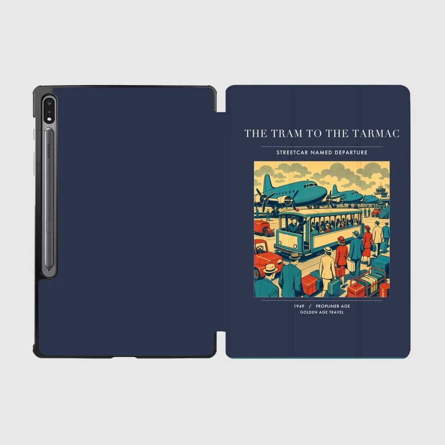 VINTAGE G4372 - The Tram To The Tarmac - Designed iPad & Samsung Tablet Cases design on navyblue samsung