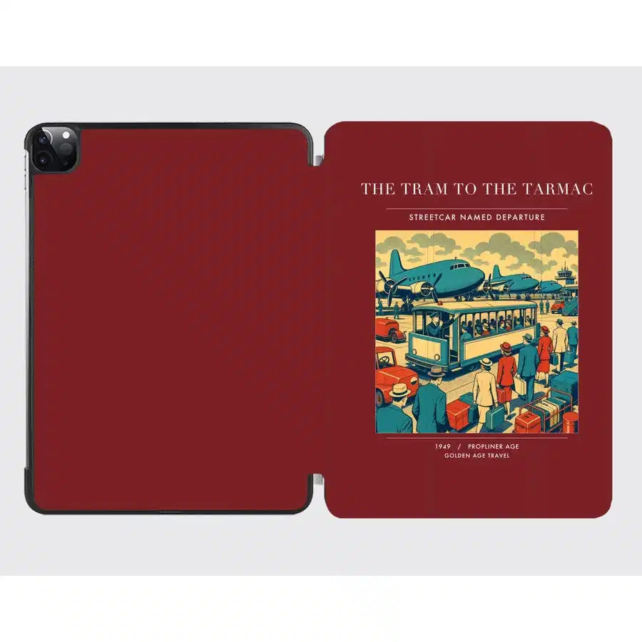 VINTAGE G4372 - The Tram To The Tarmac - Designed iPad & Samsung Tablet Cases design on darkred ipad