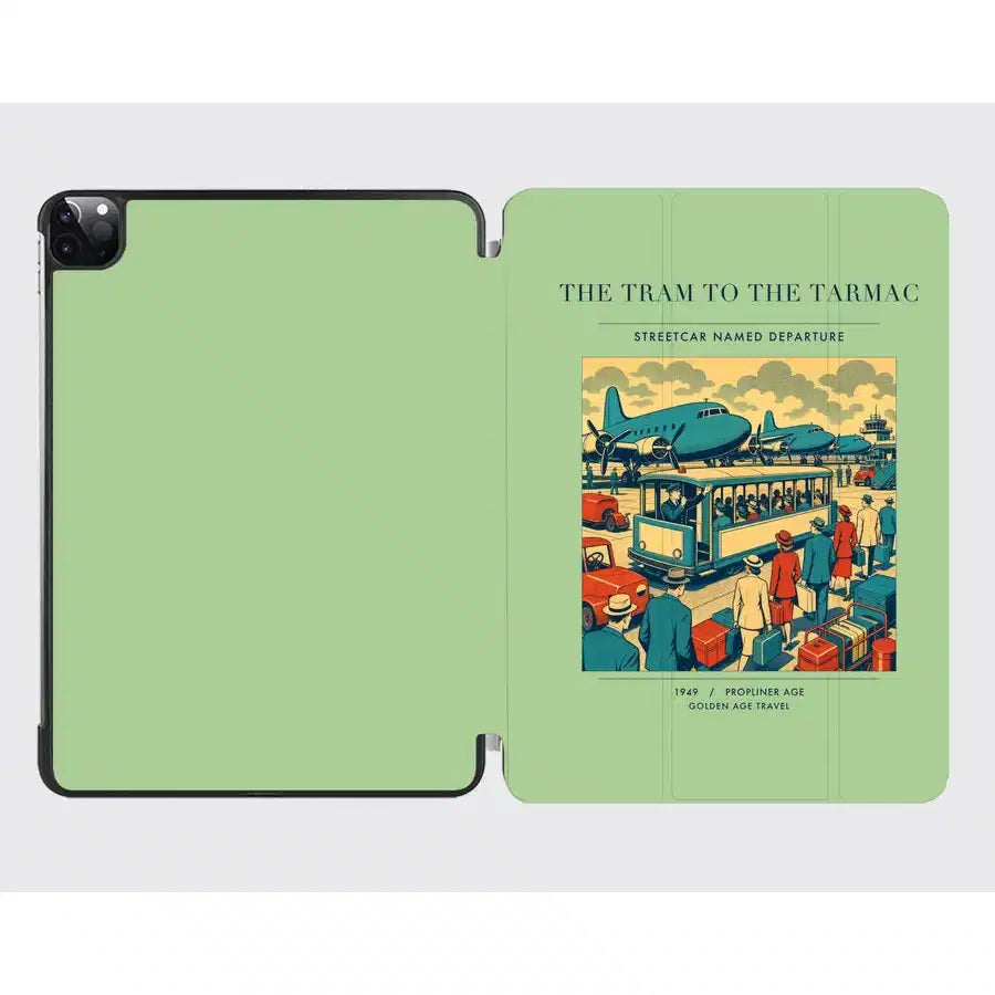 VINTAGE G4372 - The Tram To The Tarmac - Designed iPad & Samsung Tablet Cases design on lightgreen ipad