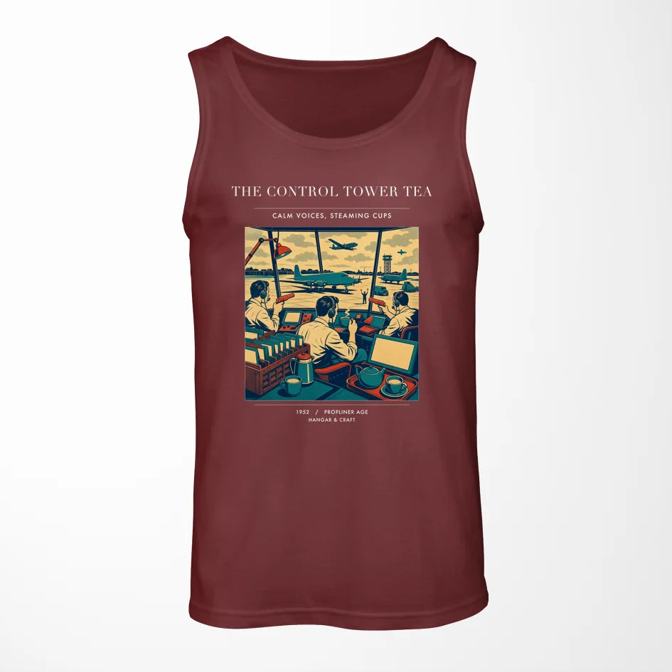 VINTAGE G4375 - The Control Tower Tea - Designed Tank Tops design on darkred