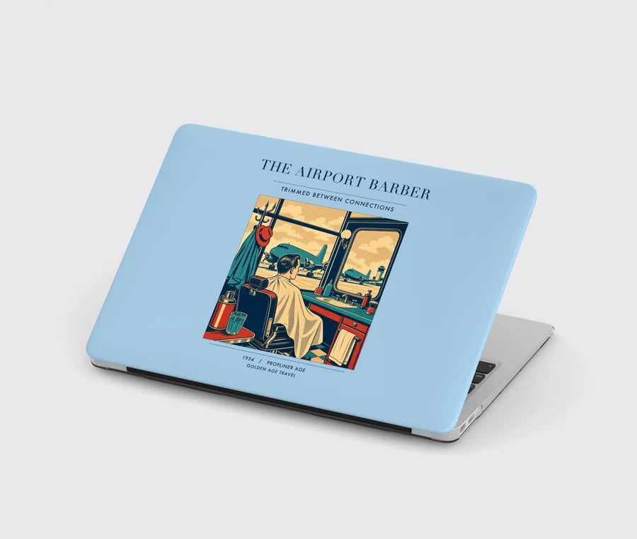 VINTAGE G4377 - The Airport Barber - Designed MacBook Cases design on lightblue
