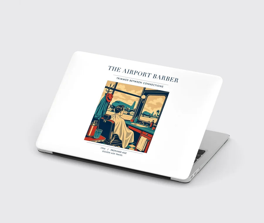 VINTAGE G4377 - The Airport Barber - Designed MacBook Cases design on white