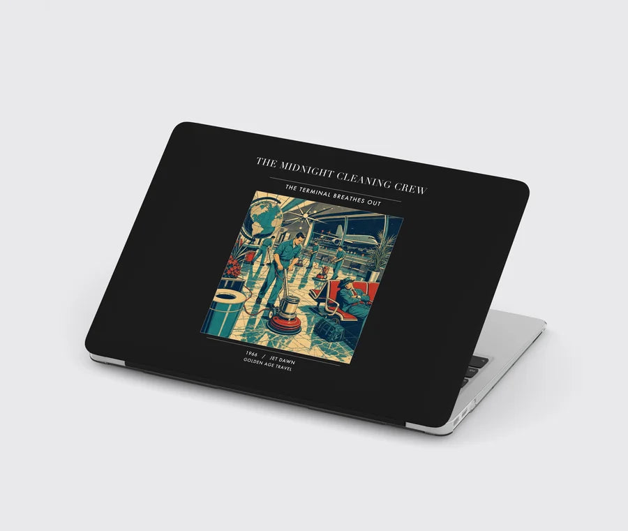 VINTAGE G4378 - The Midnight Cleaning Crew - Designed MacBook Cases design on black