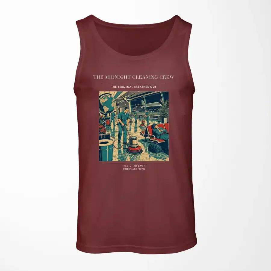 VINTAGE G4378 - The Midnight Cleaning Crew - Designed Tank Tops design on darkred