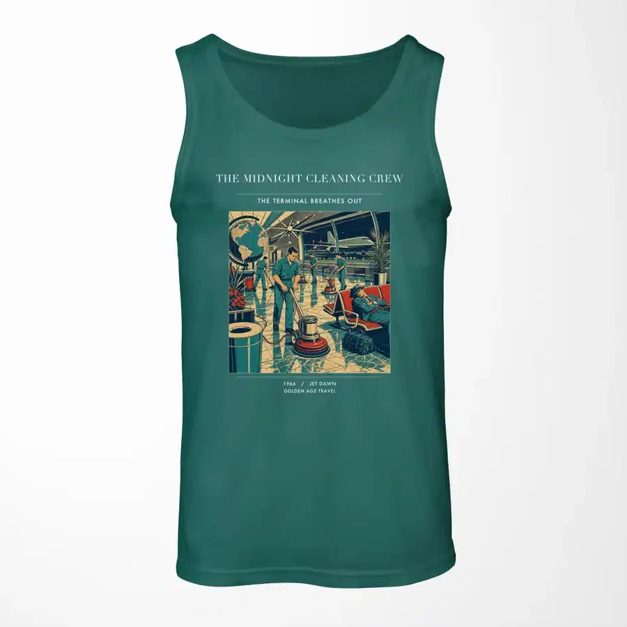 VINTAGE G4378 - The Midnight Cleaning Crew - Designed Tank Tops design on green
