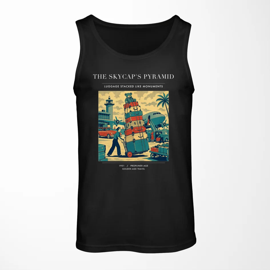 VINTAGE G4379 - The Skycap's Pyramid - Designed Tank Tops design on black
