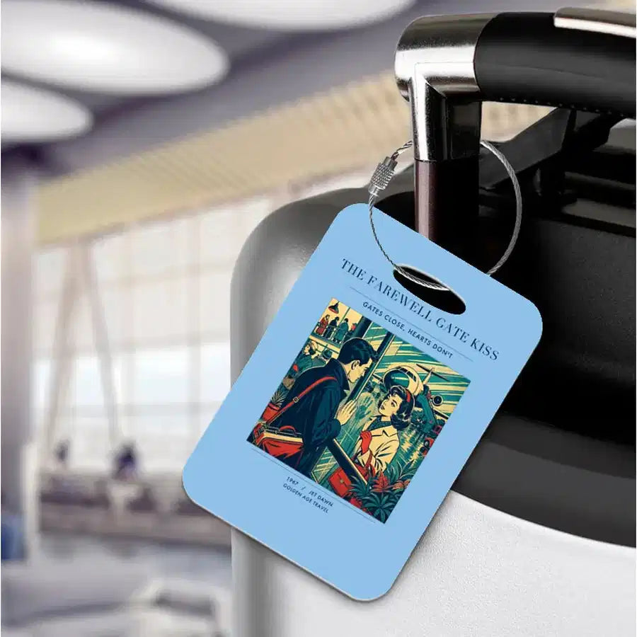 VINTAGE G4380 - The Farewell Gate Kiss - Acrylic Luggage Tags design on lightblue