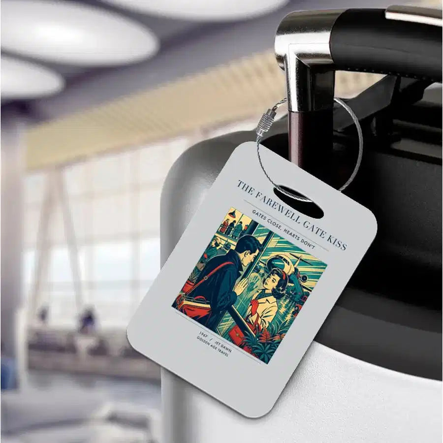 VINTAGE G4380 - The Farewell Gate Kiss - Acrylic Luggage Tags design on lightgray