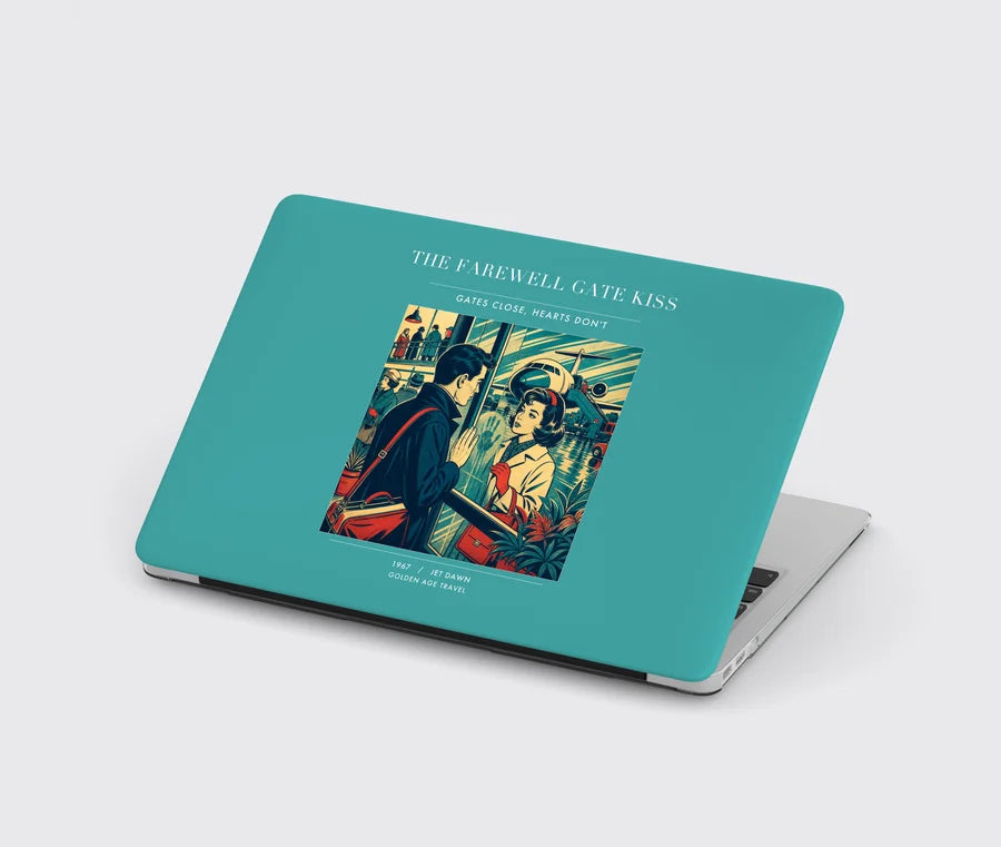 VINTAGE G4380 - The Farewell Gate Kiss - Designed MacBook Cases design on turquoise