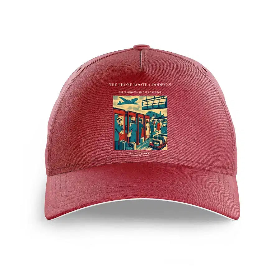 VINTAGE G4382 - The Phone Booth Goodbyes - Printed Hat design on darkred