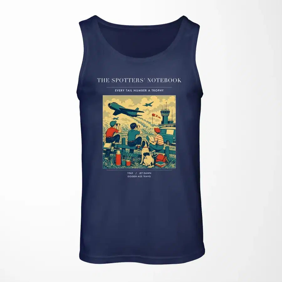 VINTAGE G4384 - The Spotters' Notebook - Designed Tank Tops design on darkblue