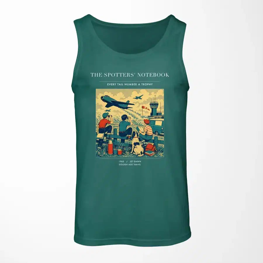 VINTAGE G4384 - The Spotters' Notebook - Designed Tank Tops design on green