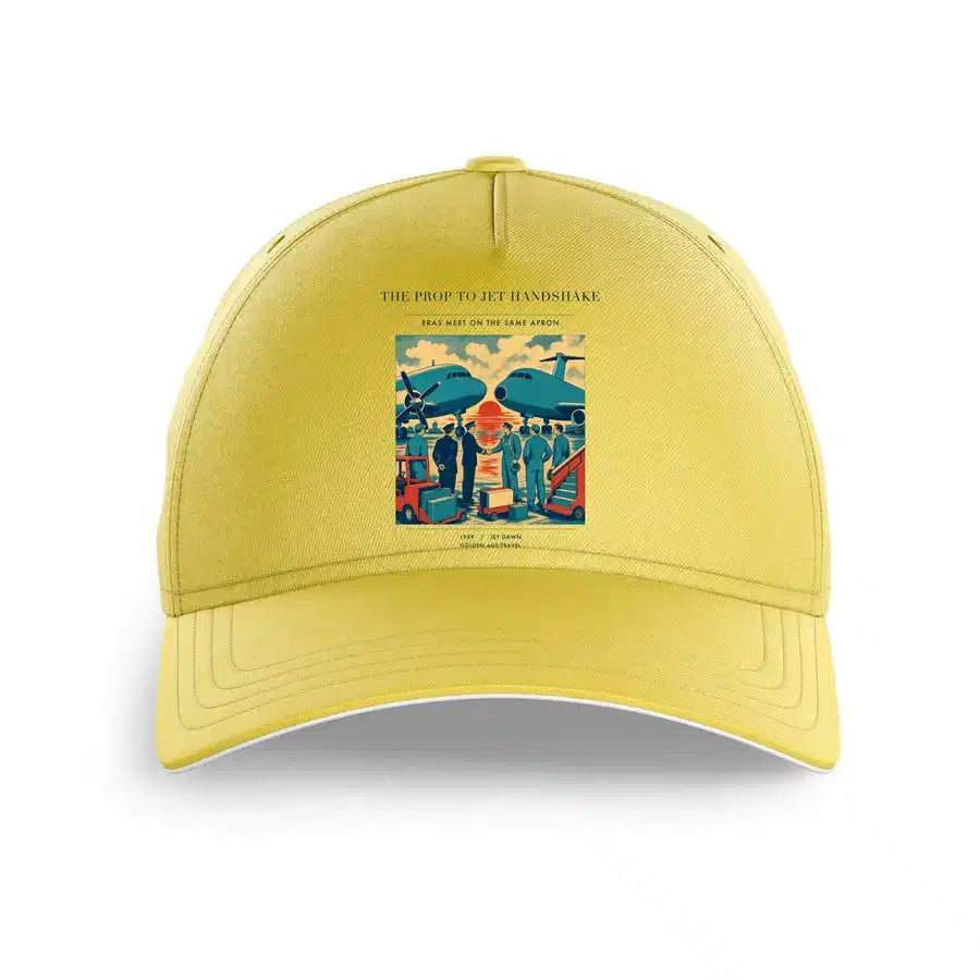 VINTAGE G4385 - The Prop To Jet Handshake - Printed Hat design on yellow