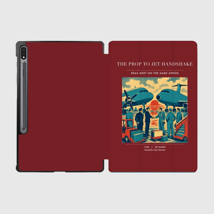 VINTAGE G4385 - The Prop To Jet Handshake - Designed iPad & Samsung Tablet Cases design on darkred samsung
