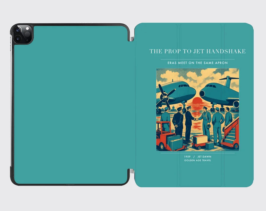 VINTAGE G4385 - The Prop To Jet Handshake - Designed iPad & Samsung Tablet Cases design on turquoise ipad