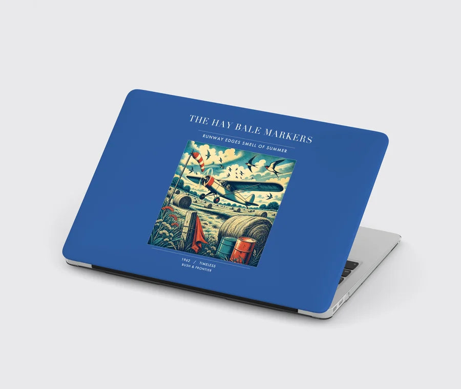 VINTAGE G4387 - The Hay Bale Markers - Designed MacBook Cases design on blue
