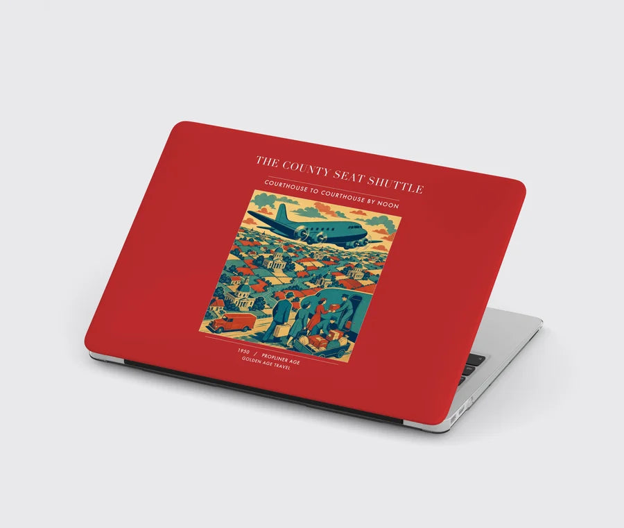 VINTAGE G4388 - The County Seat Shuttle - Designed MacBook Cases design on red