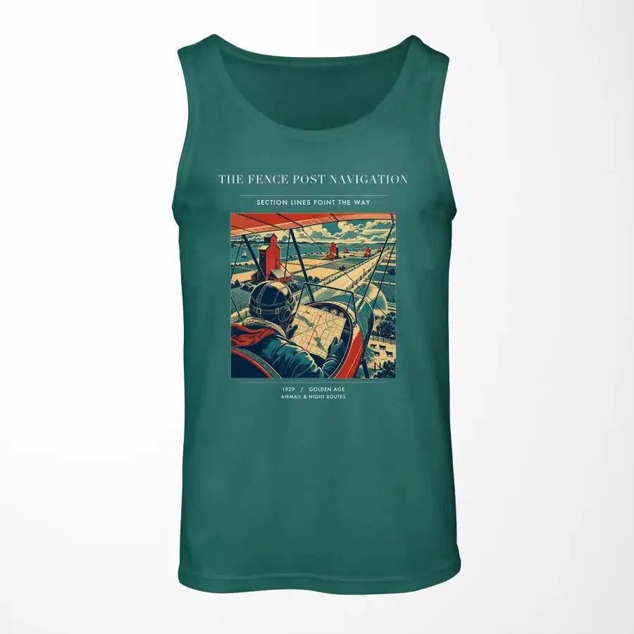 VINTAGE G4390 - The Fence Post Navigation - Designed Tank Tops design on green