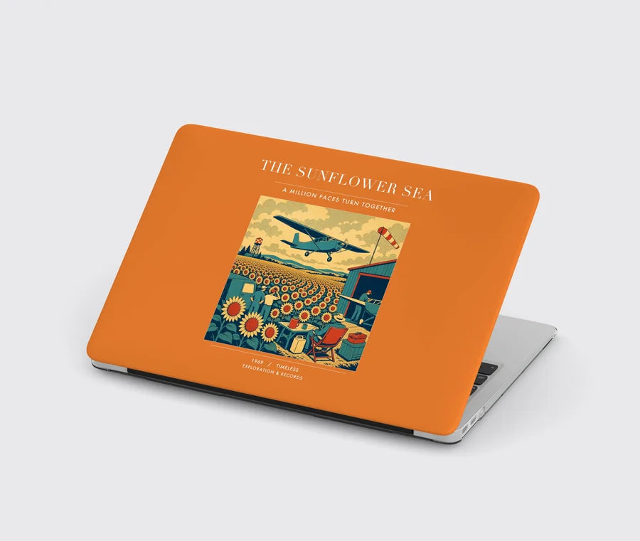 VINTAGE G4391 - The Sunflower Sea - Designed MacBook Cases design on orange