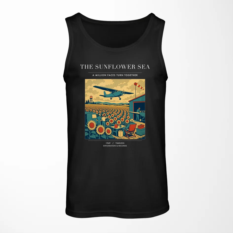 VINTAGE G4391 - The Sunflower Sea - Designed Tank Tops design on black