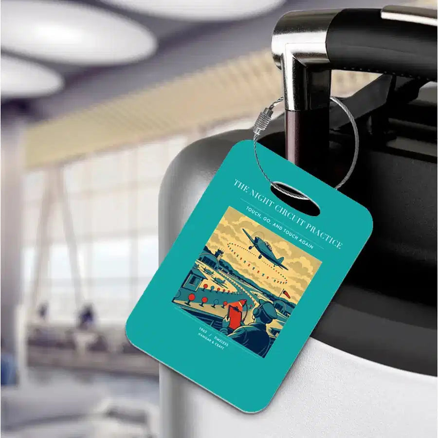 VINTAGE G4395 - The Night Circuit Practice - Acrylic Luggage Tags design on turquoise