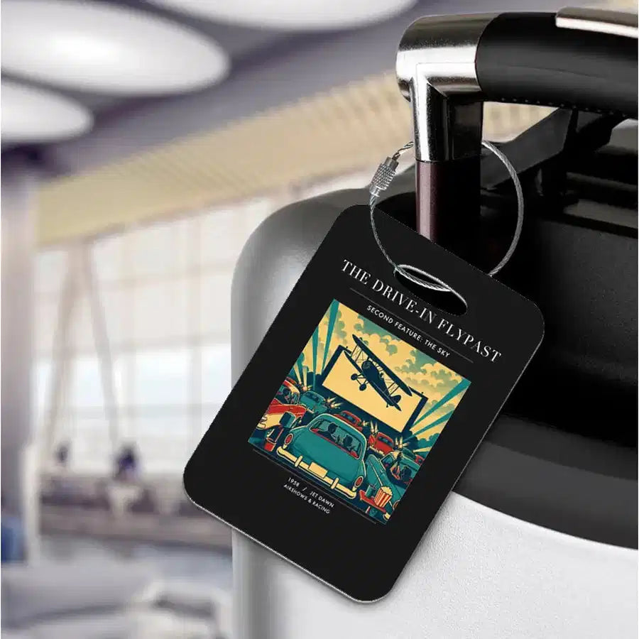 VINTAGE G4397 - The Drive-In Flypast - Acrylic Luggage Tags design on black