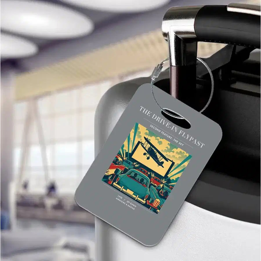 VINTAGE G4397 - The Drive-In Flypast - Acrylic Luggage Tags design on gray