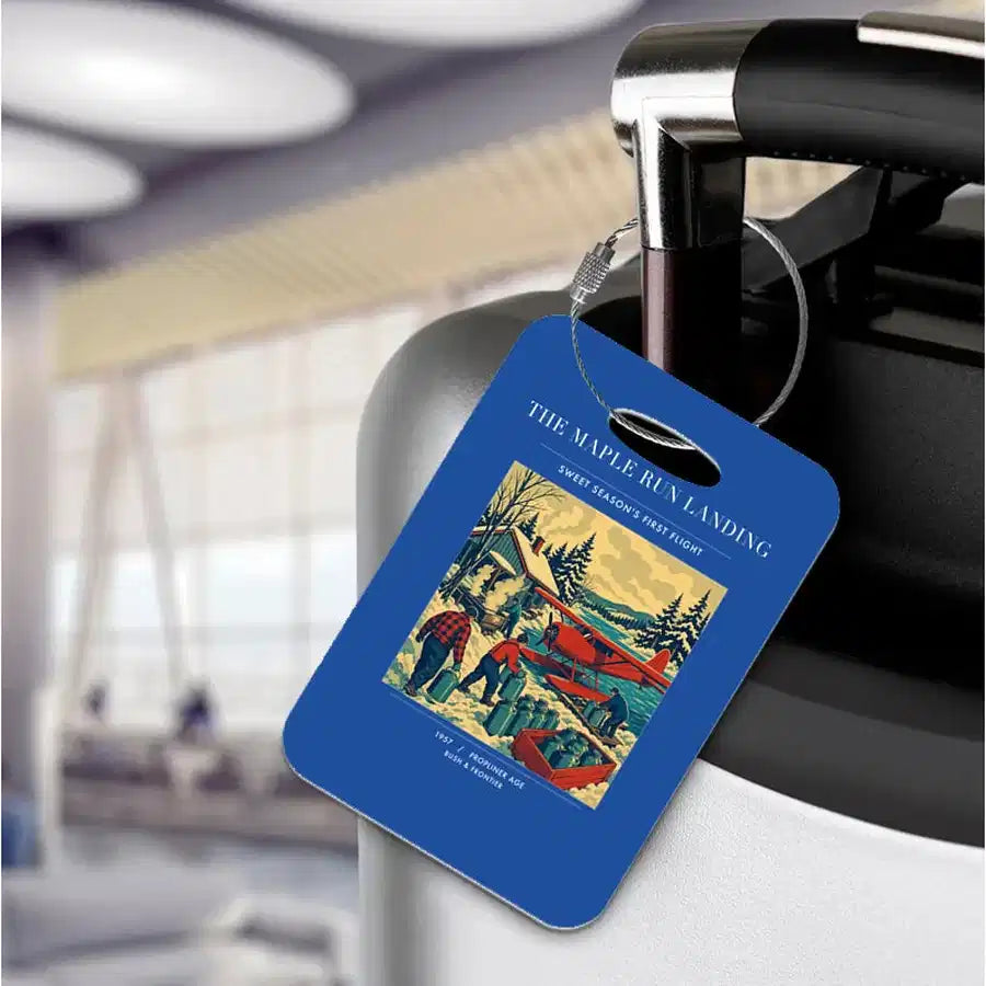 VINTAGE G4398 - The Maple Run Landing - Acrylic Luggage Tags design on blue