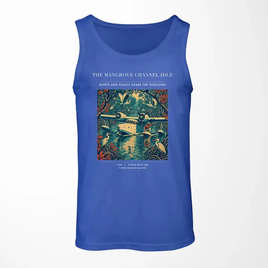 VINTAGE G4401 - The Mangrove Channel Idle - Designed Tank Tops design on blue